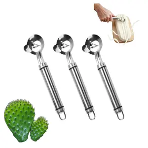 3Pack Cactus Peeler Spoon,Stainless Steel Cuchara pelador de nopales con espinas,nopales peeler,Sliced Chinese Noodle Cutter for Cooking Kitchen Gadgets
