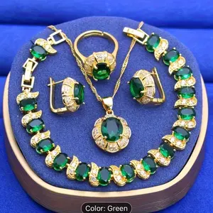 18 karat Gold Plated Elegant Green Jewelry Set