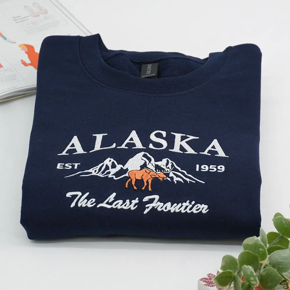 Embroidered Alaska Sweatshirt | The Last Frontier Crewneck | Pacific Northwest Pullover | Alaskan Cruise Shirt | Alaska Travel Gift