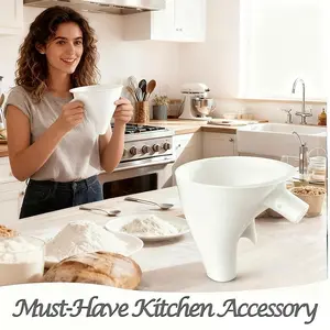 Flour Funnel for Kitchen Aid Mixer, 2026 New Anti-Spill Food Grade Attachment, Easy to Add Ingredients Without Mess, Durable Dishwasher-Safe Baking Tool (Red 1-Pack)