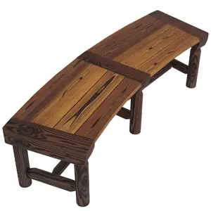 Wooden Garden Bench  58 Inch Semicircular Wrap Around Tree Bench For Yard Or Garden Slatted Fir Wood Seats 660 Lbs
