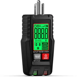 Outlet Tester with Auto-Hold LCD Display, 3-Prong Receptacle Wiring Detector, Smart Voltage Socket Checker for 120V AC Circuits, Electrical Diagnostic Tool with 6-Wire Fault Indicators/Wiring Legend for Home