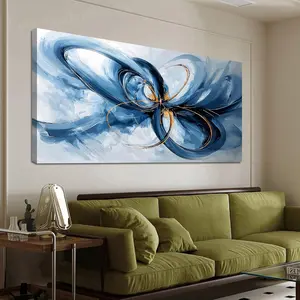Canvas Wall Art Decor Modern Wall Art For Living Room Blue Abstract Wall Art Abstract Art Wall Decor Modern Artwork for Walls Canvas Prints Art Work For Home Kitchen Office Wall Decor 32" X 16"