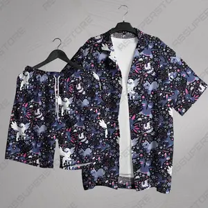 Umbreon Absol Hawaiian Shirt Tropical Button Up, Umbreon Absol Summer Beach Shirt Unisex Outfit