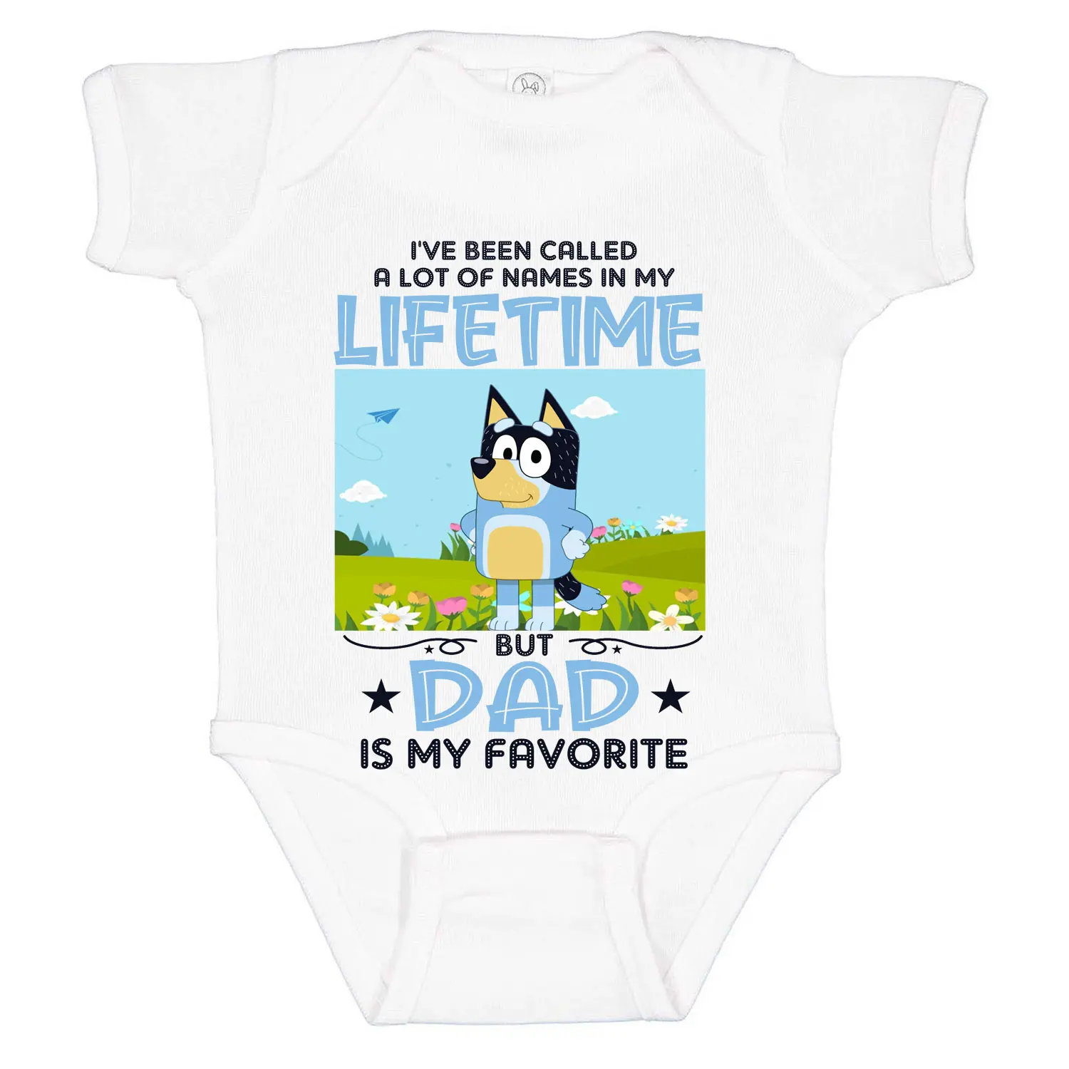 Bluey Cartoon Lifetime but DAD Bodysuit for Babies | 100% Cotton, Snap Closure | Available in Multiple Sizes (6M - NB)