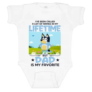 Bluey Cartoon Lifetime but DAD Bodysuit for Babies | 100% Cotton, Snap Closure | Available in Multiple Sizes (6M - NB)