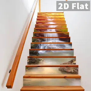 2D FLAT Stair Self-Adhesive Decorative Stickers | Easy to cut, no tools required | 39.37×7.08 inches, 13-piece set | DIY enthusiasts / renters / home decor & renovation