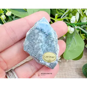 Raw Larimar with One Polished Side No. 30 | Rare Dominican Stone of Atlantis Crystal for Calm, Healing & Intuitive Expression