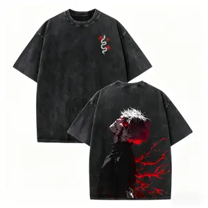 Tokyo Ghoul Ken Kaneki Awakened Form Retro Vintage Unisex Oversize Anime Manga Washed Heavyweight Cotton T-shirt, Unique Gift For Ghoul Fans