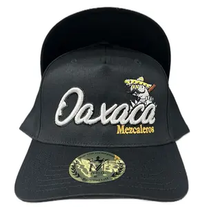 Oaxaca Mezcal SnapBack Hat with Embroidery and Curved Brim, Black Color, Ideal for Casual Wear