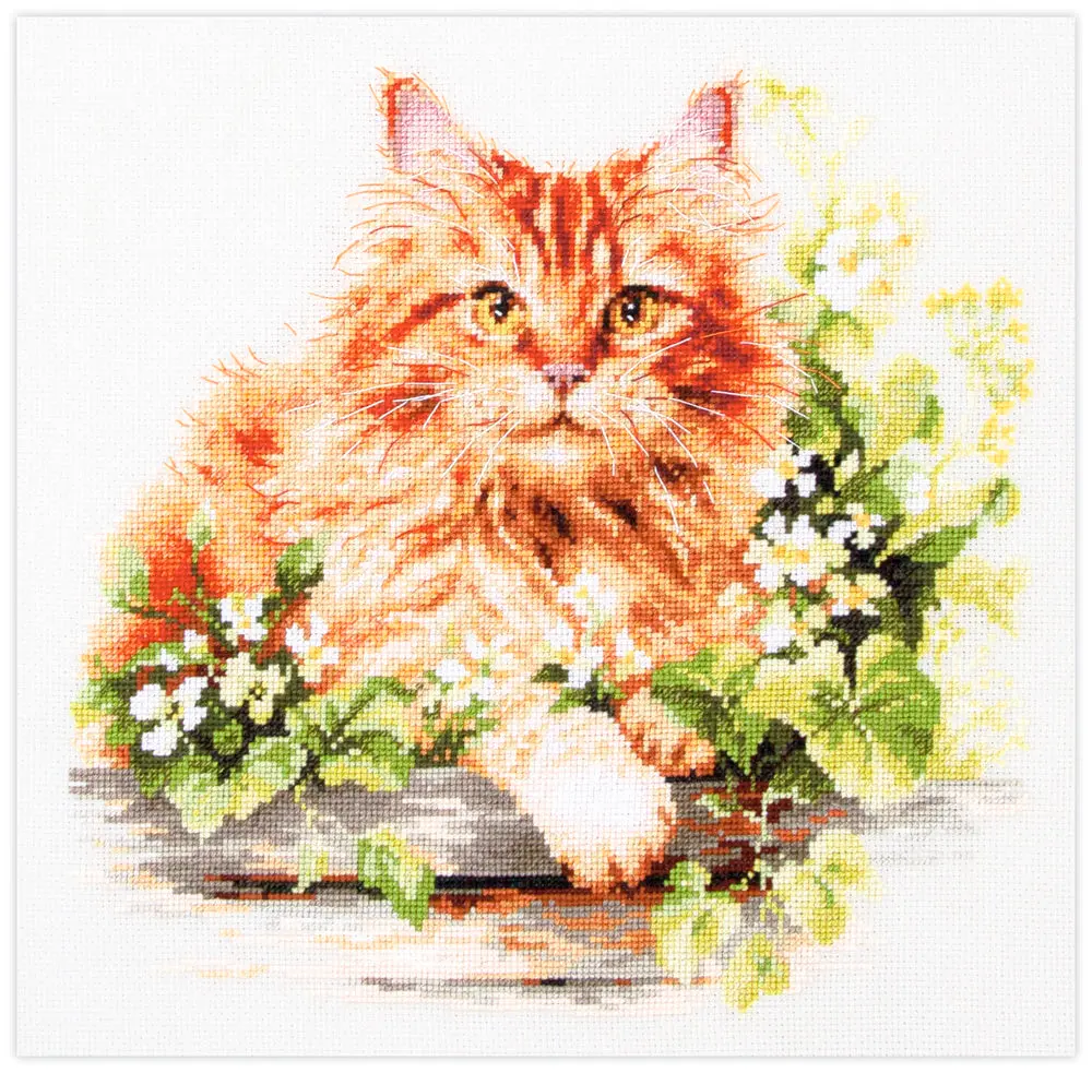 The Ginger Cat Counted Cross Stitch Kit by Magic Needle 70-22