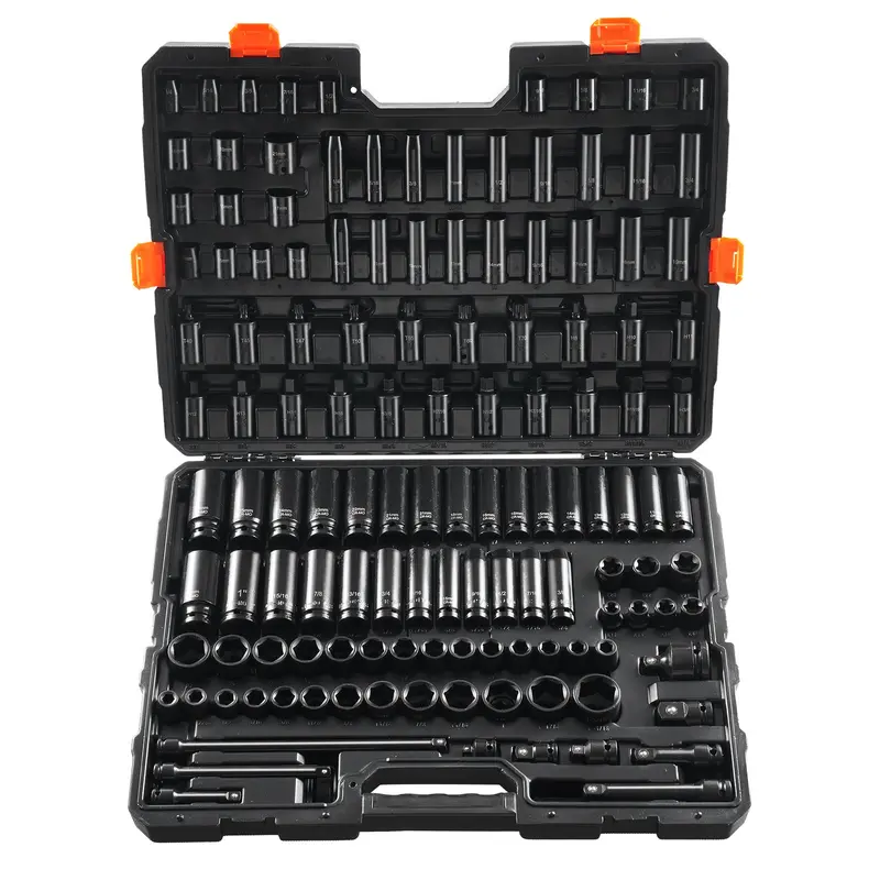 【toolupgrade】VEVOR 130pcs Impact-Resistant Hex Drive Socket Wrenches Kit with Bit Ratchet Set, Wrench Extension, Laser-Etched Durable Alloy Tools for High-Torque Mechanics Tasks