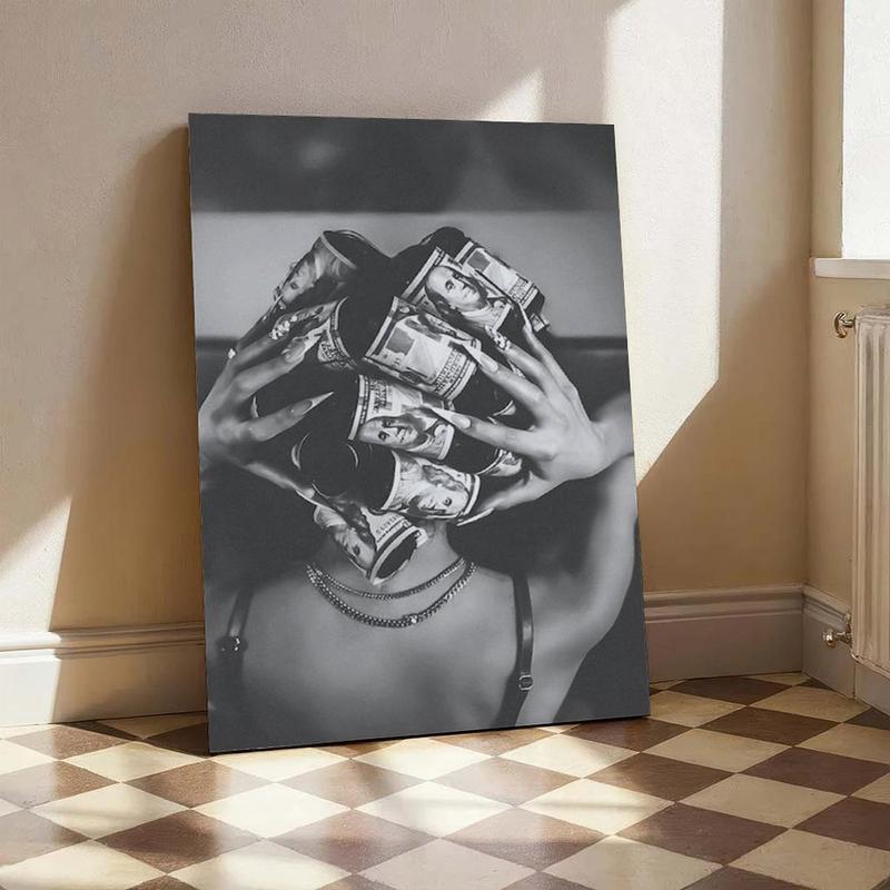 Black and White Black Woman Wall Art, Girl Art Print, Fashion Trendy Poster, Money Art, Modern Woman Art for Home or Office Decor
