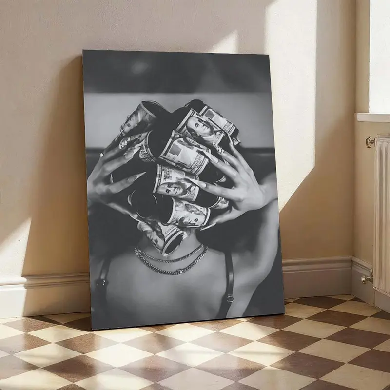 Black and White Black Woman Wall Art, Girl Art Print, Fashion Trendy Poster, Money Art, Modern Woman Art for Home or Office Decor
