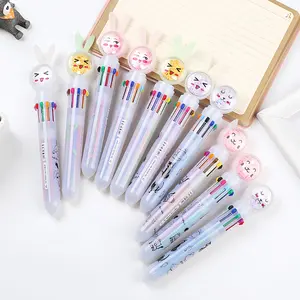 Rabbit 10 Color Ballpoint Pens, Multi-Color Click Pens for Students, Perfect for School and Office, Fun and Multifunctional Writing Tool