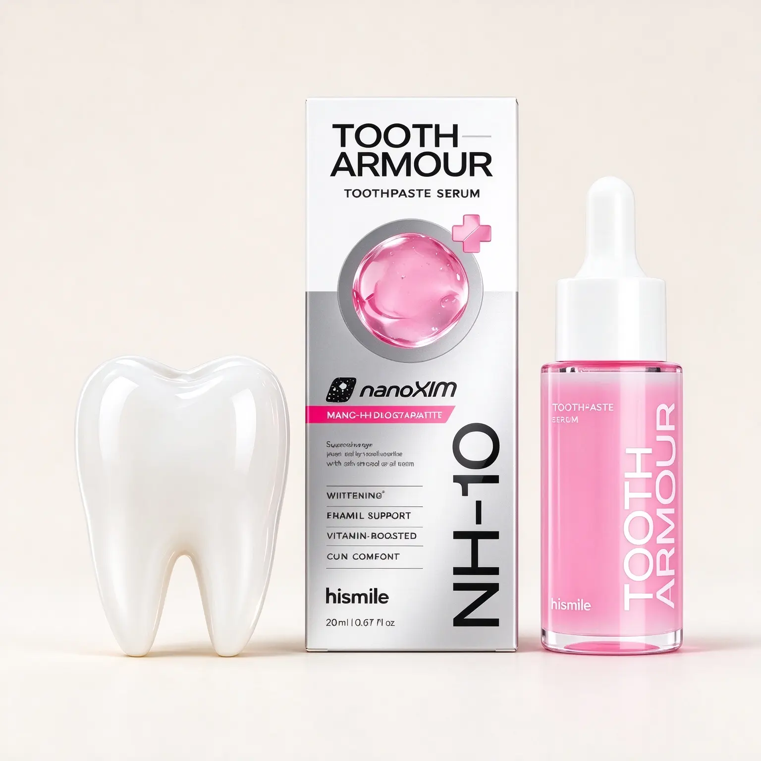 Hismile Tooth Armour Fluoride Free Toothpaste Serum 20 ml Nano Hydroxyapatite and Niacinamide Infused Formula Gentle for Sensitive Teeth supports your daily enamel-friendly oral care routine
