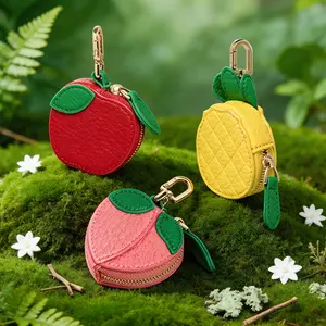 Handmade  Fruit Animal Coin Purse, Cute Small Mini Pouch Zipper Wallet for Change, Keys, AirPods, Bag Charm Keychain for Backpack Purse for Women Girls, Spring Gift