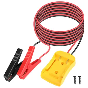Jumper Cables with Adapter Fit for dewalt 20V Battery  Silicone Wire 6FT 12AWG Cable for Mid-Size Cars Light Trucks Car Jump Starting Using Tool