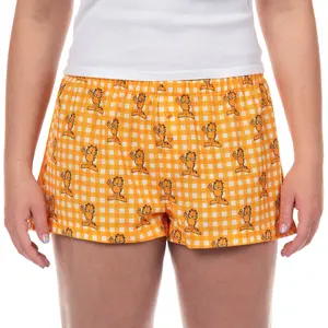 Garfield Women's Boxer Sleep Shorts Plaid Print Pajama Lounge Micro Bottoms