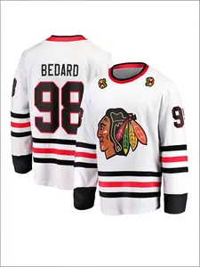Ice Hockey Jersey Bedard 98 Native American Head Logo Sports Shirt Athletic Top 3D HD Print Ideal for World Cup Football Team Fan Training Outdoor Gift