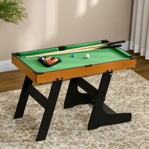 38" Foldable Billiards Tabletop Game, Pool Table Set, Fun for the Whole Family with Easy Folding for Storage, Balls, Cues, Chalk, Brush for Game Room, Man Cave