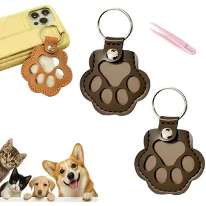 Dog Hair Collector Keychain, 2025 New Pet Hair Keepsake Keyring Pet Paw Shaped Memorial Storage, Leather Fur Keychain Gift