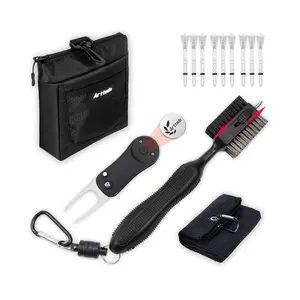 Arttodo Golf Accessories Kit 13 in 1, includes a towel, divot tool, ball marker, golf tee, storage bag and cleaning brush. Golf gifts for him.