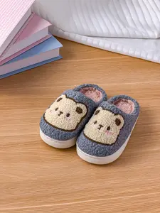 Soft Plush Bear Slippers for Kids, Warm Winter Indoor Shoes for Boys & Girls, Cozy Pink Home Footwear for Pre-schoolers
