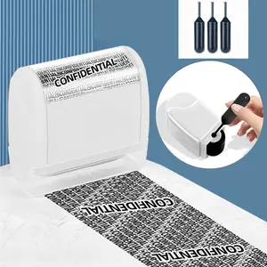 Identity Theft Protection Roller Stamp, Includes 3 Vacuum Sealed Ink Pads, Privacy Security Seal Hidden Sensitive Information, Home Office Letter Sending Essential