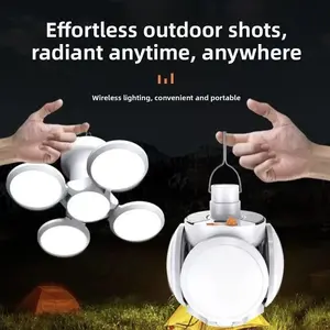 Portable Solar Camping Lantern, Foldable LED Football Bulb with Hook, Rechargeable USB Table Lamp for Home, Office, Tent, Emergency Outages Lighting