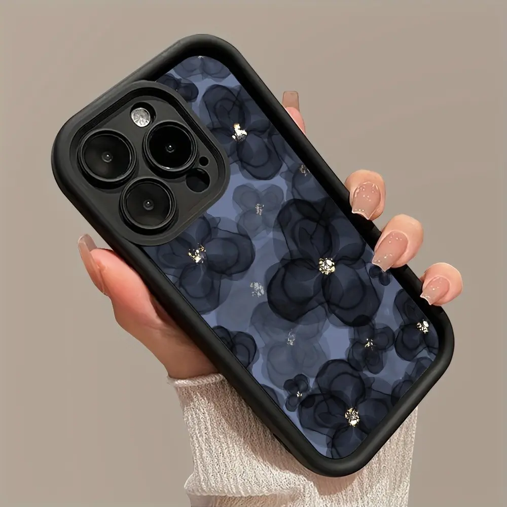 Durable Polycarbonate Dual-Layer Shockproof Smartphone Case - Takahu Blue Flower Pattern, Slim Fit, Shock Absorbent, Raised Bezels Camera Protection, Shell Cover Accessories for iPhone 11,12,13,14,15,16,17 Pro Max,Air,Plus, Ideal Gift for Girlfriends
