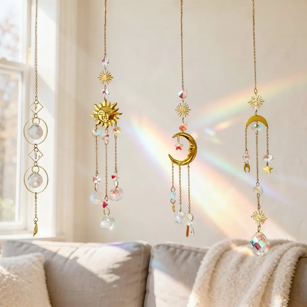 Whimsical Home Decor,Graduation Gifts,Crystal LIght Catcher,Hanging Wind Chime Sun Catcher For Garden,Patio and Window,Fantasy Hanging Sun Catcher for Home Room Garden Window Wall Decoration Set Ornaments Hangable