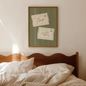 [SALE UP TO 40%] [Unframed] Vintage Postcard Print: PS I Love You, Love You More, Above Bed Decor, Dopamine Decor, Trendy Poster, Green Wall Art