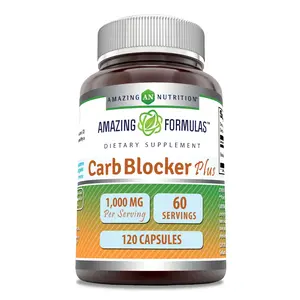 Amazing Formulas Carb Blocker Plus Supplement | 1000 Mg | 120 Capsules | Non-GMO | Gluten-Free | Made in USA