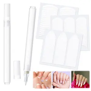 French Manicure Kit Include 2 Pcs French Manicure Pen 0.12 Ounce White Tip Pen 111 Count Tip Nail Stickers Strips Tool for Women DIY Pedicure Nails Kit