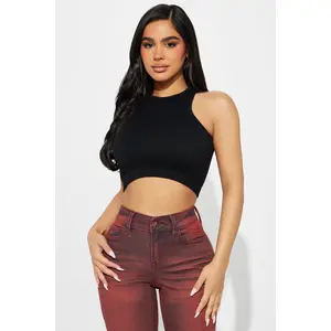 Staci Seamless Cropped Top - Black