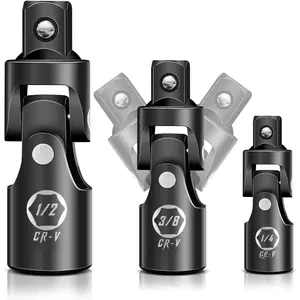 Universal Joint Socket Adapter Set | 3- Ball Spring Design 1/2", 3/8", and 1/4" U-Joint Drive | Chrome Vanadium Steel Universal Joint Set