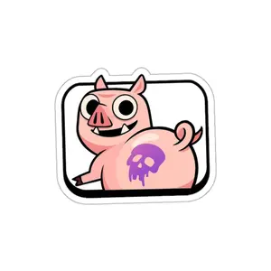 Clash Royale Pig Shaking Sticker - Matte Finish, Eco-Friendly, UV Protective, Water-Resistant Vinyl, Fun Design for Personalization