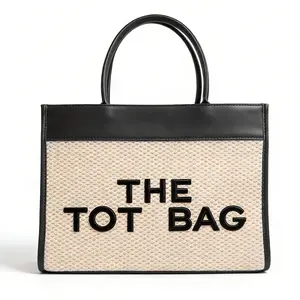 Weaving Letters Print Tote Bag for Women - CasualVersatile Shoulder Bag, Trendy Fashion Crossbody Handbag