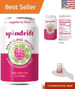 Effervescent Raspberry Lime Sparkling Water - 12 fl oz Can, Real Fruit Flavor