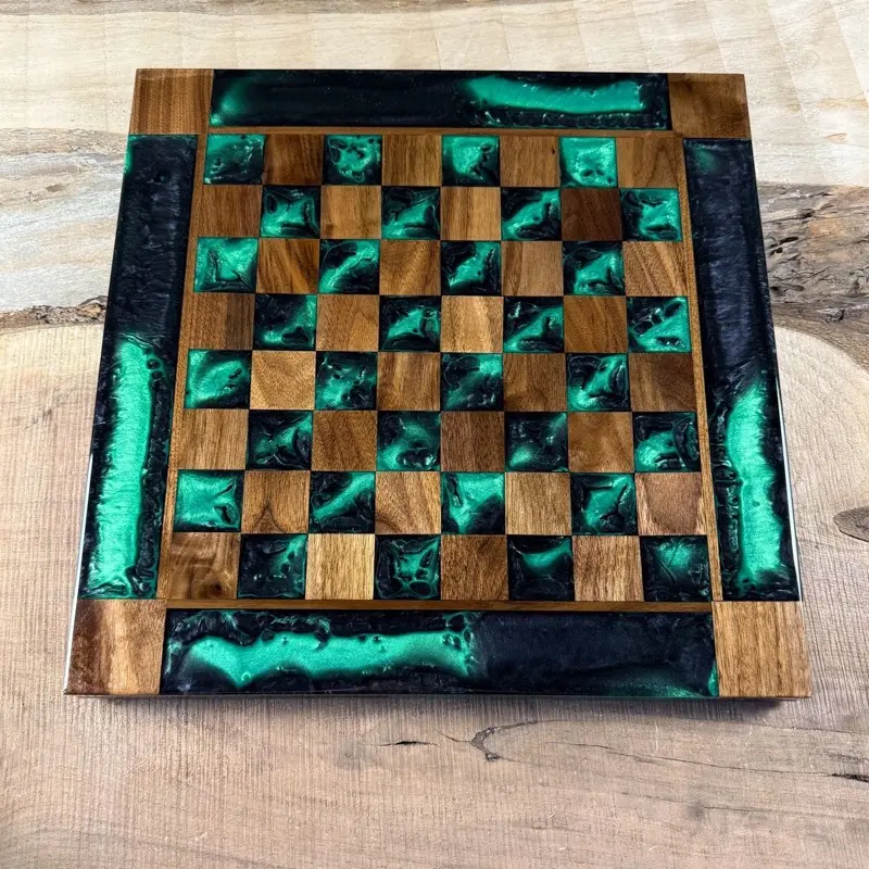 Jungle Black Onyx Walnut Chess Board (INCLUDES PIECES)