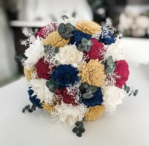 Burgundy, Navy, & Gold Sola Wood Flower Bouquet