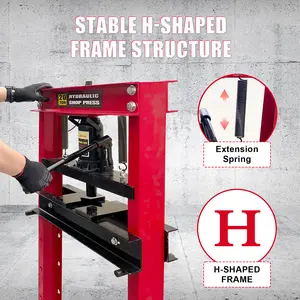 20T Heavy Duty Hydraulic Shop Press with Floor Plates for Garage Workshop Pressing Flattening Dual Operation