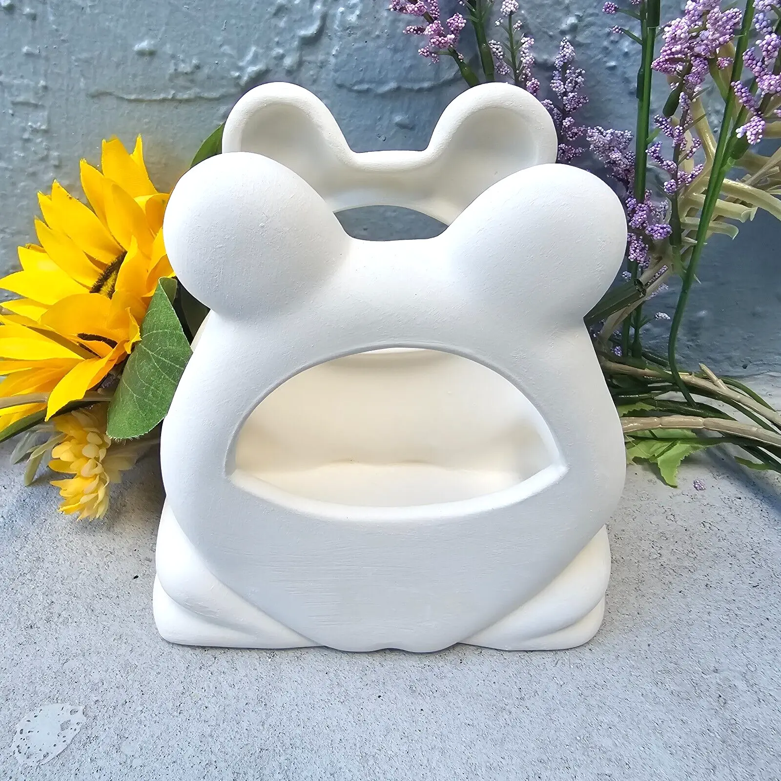 Ceramic Frog Toad Figurine Napkin Holder - 6x6x3.7" Ready-Paint Bisque Pottery, Animal Motif Bathroom Home Supply Gadget