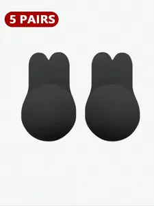 Reusable Rabbit Ear Design Nipple Cover, 5 Pairs Self Adhesive Invisible Nipple Cover, Women's Lingerie Accessories Bras for Daily Wear