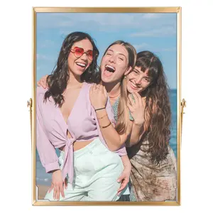REGALWOVEN Floating Frame, Simple Metal Picture Frames with Glass Cover for Tabletop Home Decor 6x8 Inch Gold