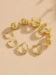 10pcs Fashionable Luxury Geometric Metal Hoop Shape Earrings Jewelry Set For Women, Suitable For Daily Matching, Gifts For Friends, Parties, Gatherings (Random Assorted)