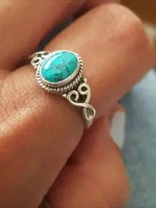 Women's Imitation Turquoise Ring, Valentine's Day Gift, Bridal Wedding Engagement Jewelry, Daily Wear Decorative Accessories