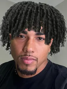6 Inch Short Curly Dreadlock Hair Toppers for Men, Fluffy Braided Hairpieces, Clip in Wiglets, Synthetic Fuller Hair Toupee, Curly Afro Wig