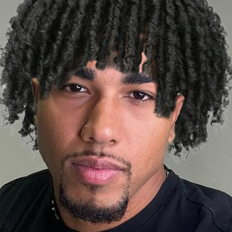 6 Inch Short Loose Curly Dreadlock Hair Toppers for Men, Fluffy Braided Hairpieces, Clip in Wiglets, Synthetic Fuller Hair Toupee, Curly Afro Wig